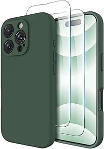 OTOFLY Compatible with iPhone 16 Pro Case, Compatible with MagSafe, Shockproof Magnetic Silicone Case for iPhone 16 Pro,[Military Grade Protection] [2 Pack Screen Protectors], Forest Green