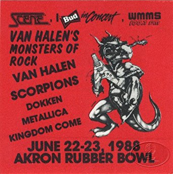 Van Halen 1988 Monsters Of Rock Backstage Pass Metallica Scorpions Dokken