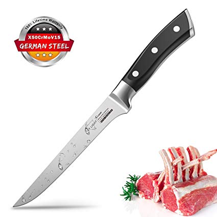 Fillet Knife, 5.5 Inch Flexiable Boning knife, High Carbon German Stainless Steel Kitchen Knife with Full Tang Design