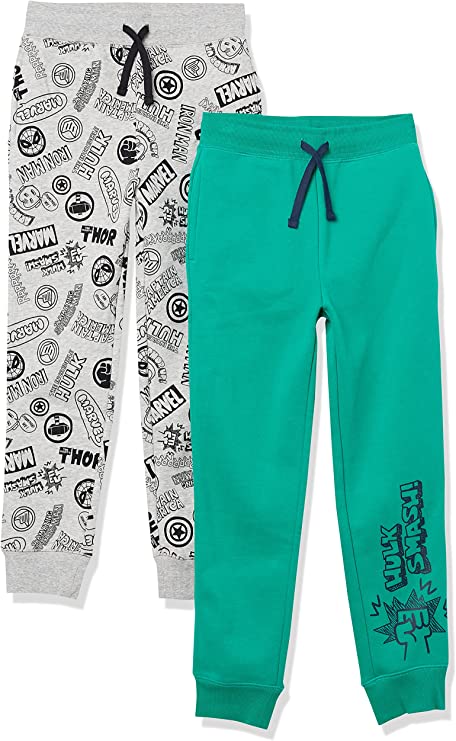 Spotted Zebra Boys' Disney | Marvel | Star Wars Fleece Jogger Sweatpants, Pack of 2