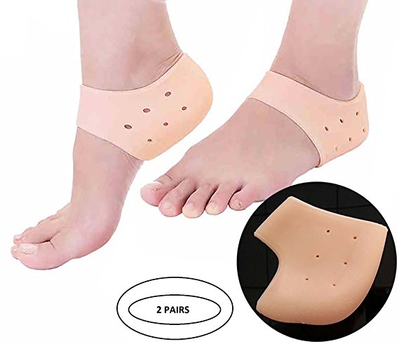 Peecure Silicone Gel Heel Pad Socks For Heel Swelling Pain Relief,Dry Hard Cracked Heels Repair Cream Foot Care Ankle Support Cushion For Men And Women - TWO PAIRS