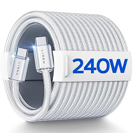 LISEN 240W USBC to USBC Cable, 2M USB C to USB C Charger Cable, 140W/100W/60W C to C Charger Cable Fast Charging Cord Type C Fit for iPhone 15 Pro Max Plus MacBook M3/2023 Air, iPad Pro Samsung