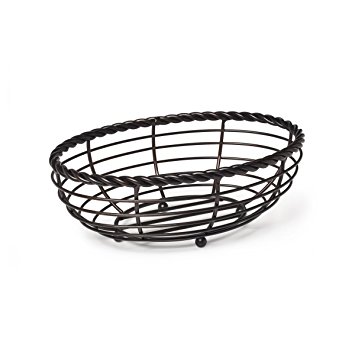 Gourmet Basics by Mikasa Metal Rope Oval Bread Basket, Antique Black