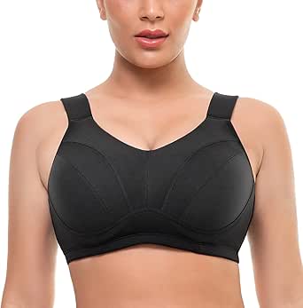 WingsLove Women High Impact Sports Bra Full Support Underwire Workout Bra for Plus Size