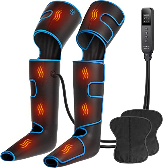 CINCOM Leg Massager with Heat, Air Compression Leg Massager for Circulation, Full Leg Massager with 3 Heats 3 Modes 3 Intensities Sequential Compression Device for Pain Relief