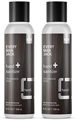 Every Man Jack Hand Sanitizer, Fragrance Free, 8-ounce (TWIN PACK)