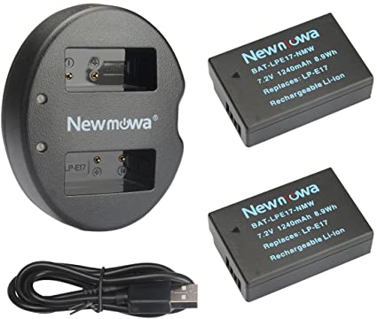 LP-E17 Newmowa Battery (2 Pack) and Dual USB Charger Kit for Canon EOS M3 750D 760D Rebel T6i T6s 8000D Kiss X8i Digital Cameras