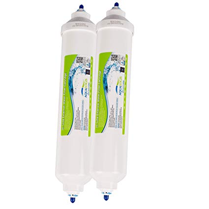 2 x Aqualogis compatible with DAEWOO, SAMSUNG, LG, BEKO, BOSCH, SIEMENS, Universal Fridge Water Filter With 1/4" Push Fit Tube Connectors