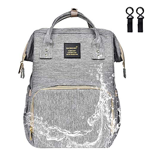 B BAIJAIWEI Diaper Bag Waterproof Backpack Nappy Bags Large Capacity Multiple Pockets, Gray