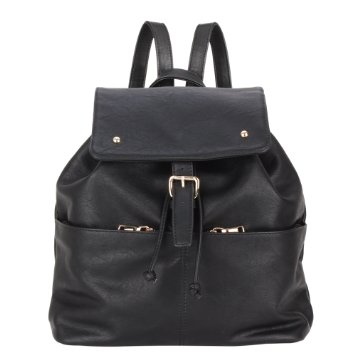 Tenn Well PU Faux Leather Backpack Shoulders Bag Multi-function Travel Backpack for Women Girl Black
