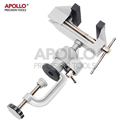 Apollo Table Vice with 360° Swiveling Head, Desk Clamp & Rubber Covered Jaws GREAT for Crafting, Painting, Sculpting, Modeling, Electronics, Soldering, Woodworking, Fishing Tackle and Hobby Vice