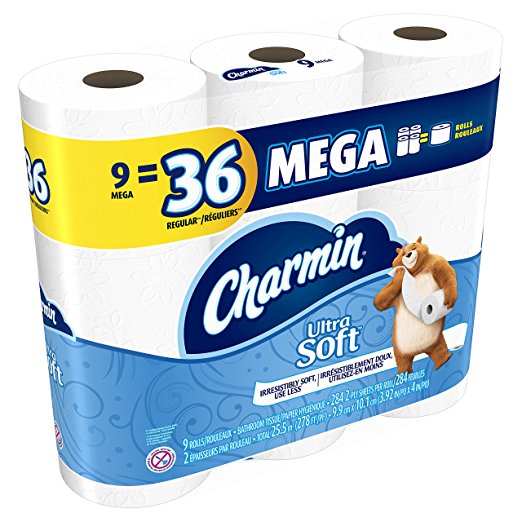 Charmin Ultra Soft Toilet Paper, 9 Mega Rolls Equal To 36 Regular Rolls, 9 Count
