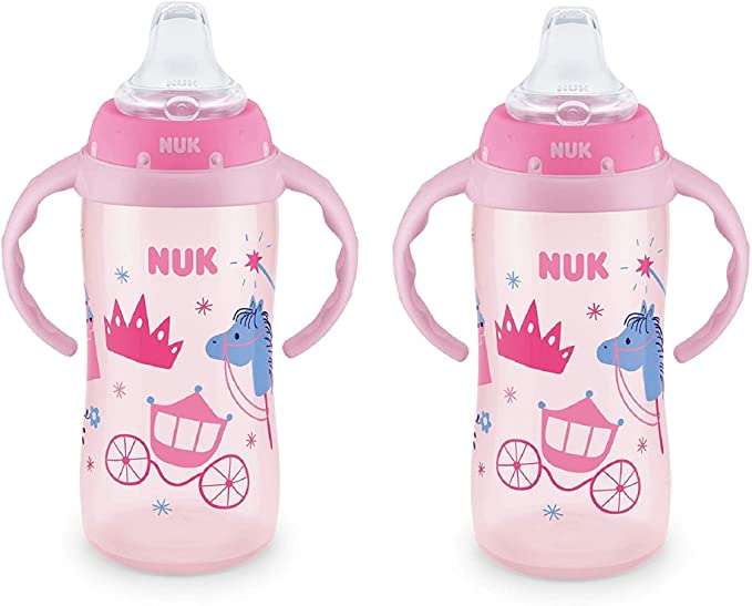 NUK 10 Ounce Jungle Large Learner Cup with Handles, 2 Pack (Princess)