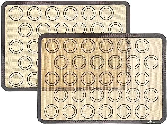 Silicone Baking Mats 2 Pack, Xpatee Non-stick Macaroon Baking Mat, Heat-Resistant Cooking Bakeware Mat for Making Macarons, Pastry, Pizza, Bread, (Grey)