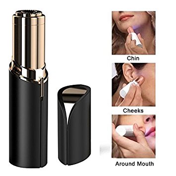 Facial Hair Remover, SEED Women's Face Lipstick Light Painless Remover Finishing Touch Face Finishing Touch Flawless - Black(Battery not Included))
