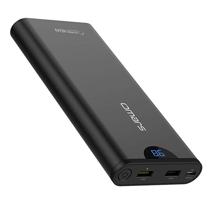 Omars Power Bank 20000mAh USB C Portable External Battery with USB-C PD 45W & USB Quick Charge 18W, 2 Quick Charge Ports Output Portable Power Banks, Compatible for MacBook, MacBook Pro 13"