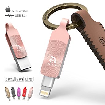 ADAM elements iKlips DUO  Lightning / USB 3.1 Dual-Interface Flash Drive (32GB, Rosy Bronze (Rose Gold))