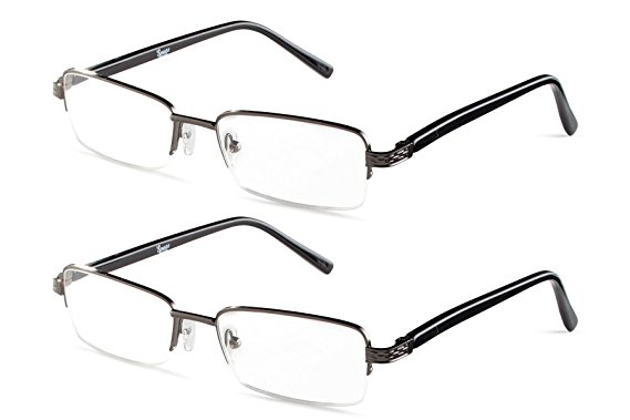 Specs Mens Half Rimmed Reading Glasses, Value Pack, All Magnification Strengths