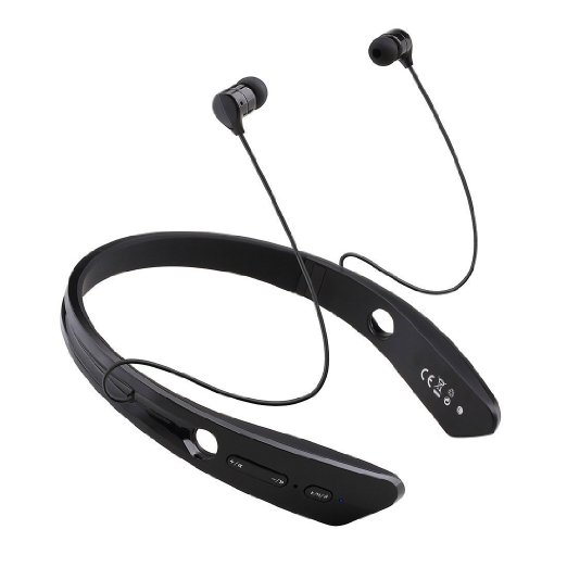 S Gear -HV-Digitial 170 Wireless Headset Universal Bluetooth Neckband Headphones Sweatproof Running Gym Exercise Stereo Earphones Noise Cancelling Earbuds Cordless Black