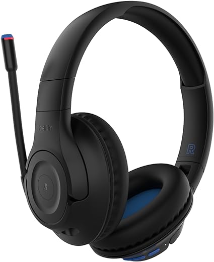 Belkin SoundForm Inspire Wireless Over-Ear Headset for Kids, Headphones for Girls and Boys, Online Learning, & Travel with Built-in Microphone-Compatible with iPhone, iPad, Galaxy, and More - Black