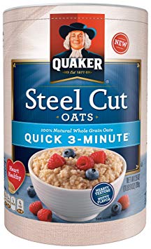 Quaker Steel Cut Oatmeal, Quick 3 Minutes To Prepare, Breakfast Cereal, 25 oz Canister