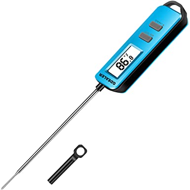 GDEALER Meat Thermometer Digital Instant Read Thermometer Cooking Candy Food Thermometer with Long Probe Backlight & Calibration Ultra Fast for Kitchen BBQ Grill Smoker Oil Fry Temperature Blue