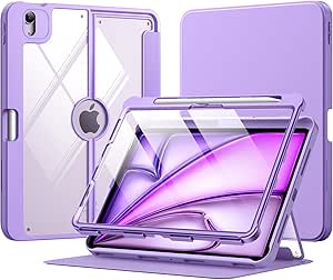 MoKo for iPad Air 11 Inch Case M2 2024, iPad Air 5th/4th Gen 10.9 Inch Case 2022/2020 with Pencil Holder, iPad Air 11" Case with Screen Protector, Lens Protector, Magnetic Multi Angle Stand, Purple