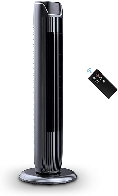 PELONIS FZ10-19JR Quiet Oscillating Tower Fan, 36-inch Glossy Black
