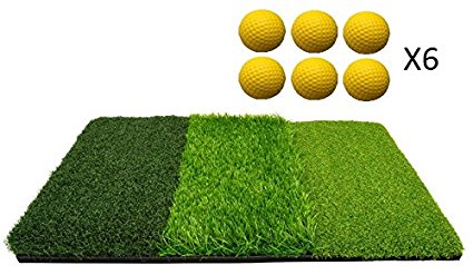 Golf Mat for Indoor or Outdoor Practice - Multi Surface Golf Hitting Mat Perfect for Backyard Practice - 6 Foam Golf Balls Included