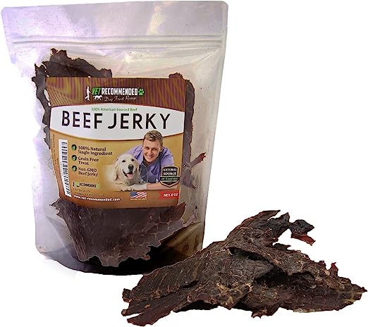 Vet Recommended Beef Jerky for Dogs (8oz Bag) - Natural Source of Taurine Dog Treat, Make Your Dog Healthy, Stronger and Happier.