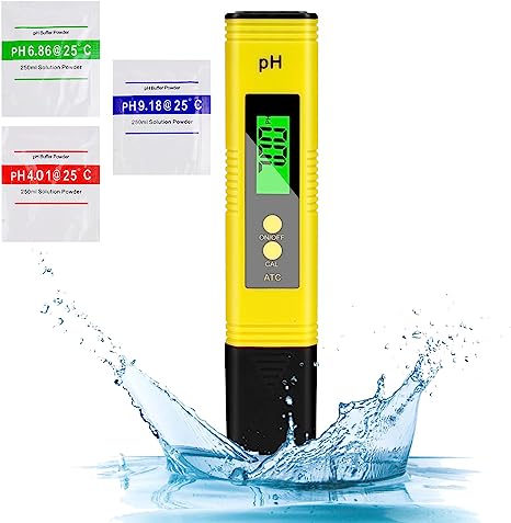 flintronic 4 en 1 Calidad del Agua Medidor de Prueba, Combo de Medidor Digital de PH y TDS, Medidor de PH de Alta Precisión de 0,01 PH, Pantalla LCD, para Piscinas, Acuarios-Amarillo