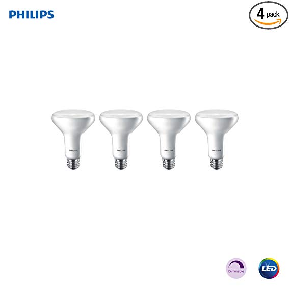 Philips LED Dimmable BR30 Light Bulb: 650-Lumen, 2700-Kelvin, 11-Watt (65-Watt Equivalent) E26 Base, Frosted, Soft White, 4-Pack