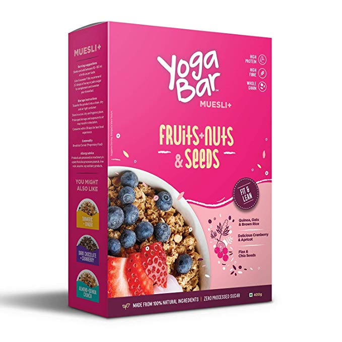 Yogabar Wholegrain Breakfast Muesli - Fruits, Nuts   Seeds, 400g