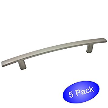 Cosmas 2363-128SN Satin Nickel Subtle Arch Cabinet Hardware Handle Pull - 5" (128mm) Hole Centers - 5 Pack
