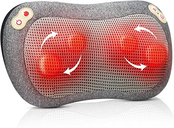 Neck Massager Massage Pillow with Heat, ATMOKO Shiatsu Back Massager with Timer Individual Buttons for Lower Back, Legs, Foot, Use at Home Office Car, Gift for Family, Friends, Birthday