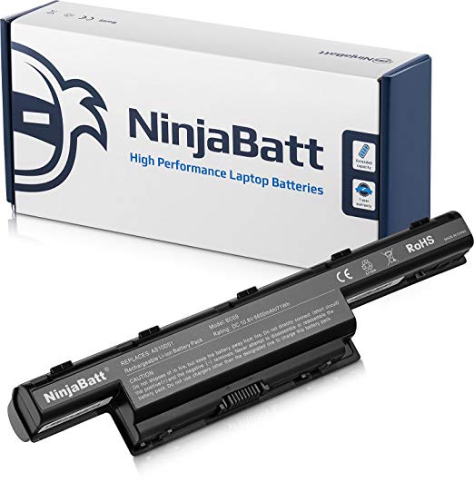 NinjaBatt 9 Cell Laptop Battery for Acer AS10D31 AS10D51 AS10D81 AS10D75 AS10D41 AS10D73 AS10D61 AS10D71 AS10D3E Aspire 4752 5250 5733 5742 AS10G3E 3ICR19/65-2 5750 AS10D56 31CR19/66-2 31CR19/65-2