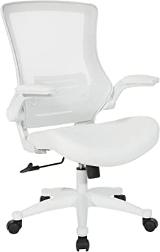 Office Star Screen Back Manager's Chair, White Faux Leather