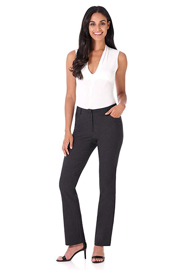 Rekucci Women's Iconic Stretch 5 Pocket Straight Leg Pant w/Zipper Closure