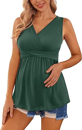 Ekouaer Women's Maternity Nursing Top for Pregnancy and Postpartum, Easy Breastfeeding Tank Tee Shirts