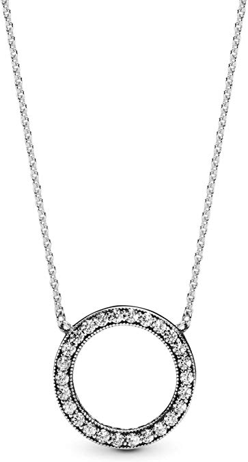 Pandora Jewelry - Circle of Sparkle Necklace in Sterling Silver with Clear Cubic Zirconia, 17.7 IN / 45 CM