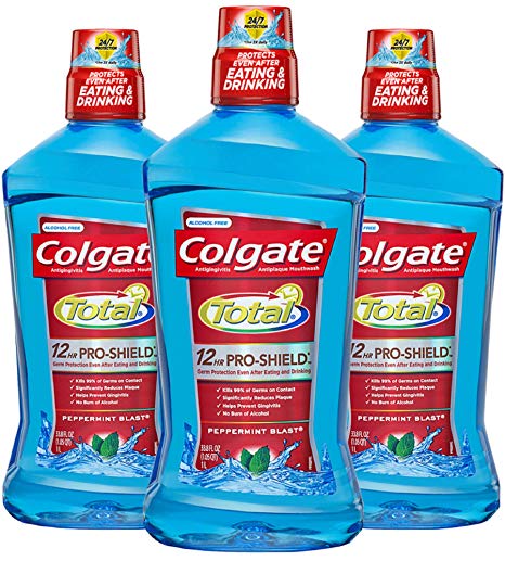 Colgate Total Pro-Shield Mouthwash, Peppermint - 1L, 33.8 fluid ounce (3 pack)
