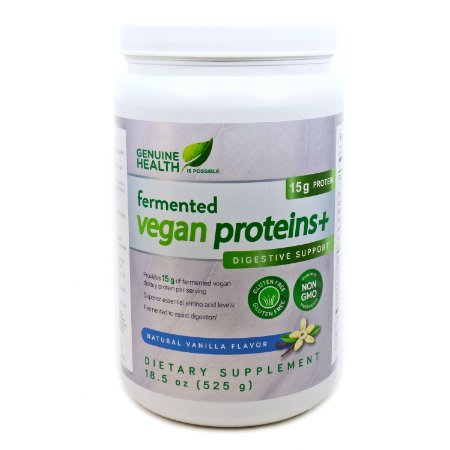 Genuine Health Fermented Vegan Proteins  Vanilla Powder 18.5 oz (525 g)
