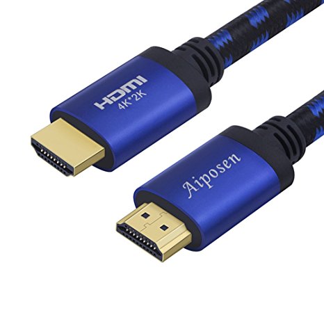 4K HDMI Cable 6FT,Aiposen 4K HDMI Cord,Gold Plated High-Speed 18Gbps Connectors,26AWG Braided Cord ,Supports Audio Return Channel Video 4K 2160p, HD 1080p and for 3D Xbox PlayStation PS3 PS4 TV (1.8M)