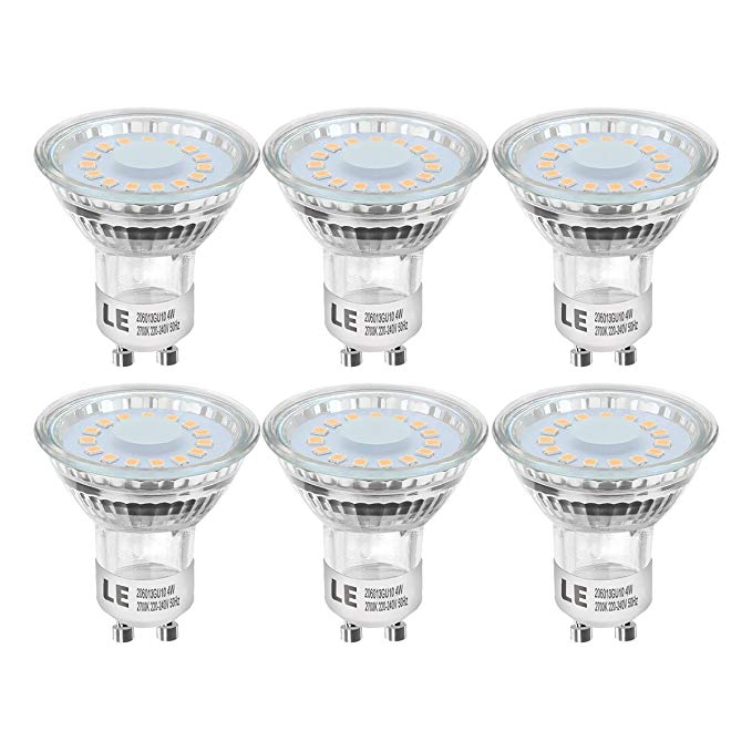 LE GU10 LED Light Bulbs, 50W Halogen Bulbs Equivalent, MR16 4W, 350lm, Warm White, 2700K, 120° Beam Angle, Recessed Lighting, Track Lighting