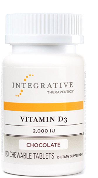 Integrative Therapeutics - Vitamin D3 2,000 IU - Immune System and Bone Support - Chocolate Flavor - 120 Chewable Tablets