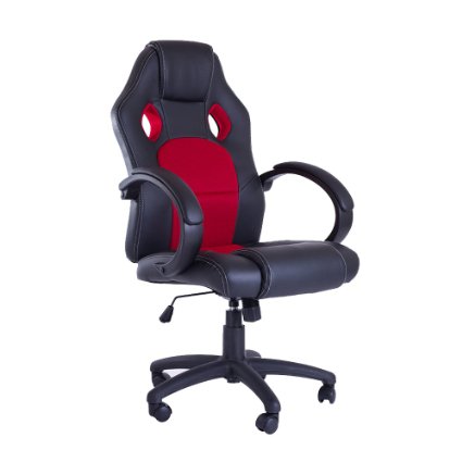 Homall Racing Chair Ergonomic High-back Gaming Chair Pu Leather and Mesh Bucket Seatcomputer Swivel Lumbar Support Executive Office Chair Red