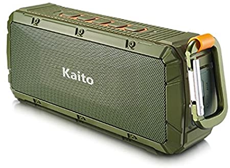Kaito V3 Wireless Bluetooth Speaker with IPX6 Waterproof Louder Volume , More Bass, Water Resistant, Perfect Speaker for Golf, Beach, Shower & Home (green)