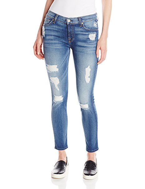 7 For All Mankind Women's Ankle Skinny Jean With Destroy