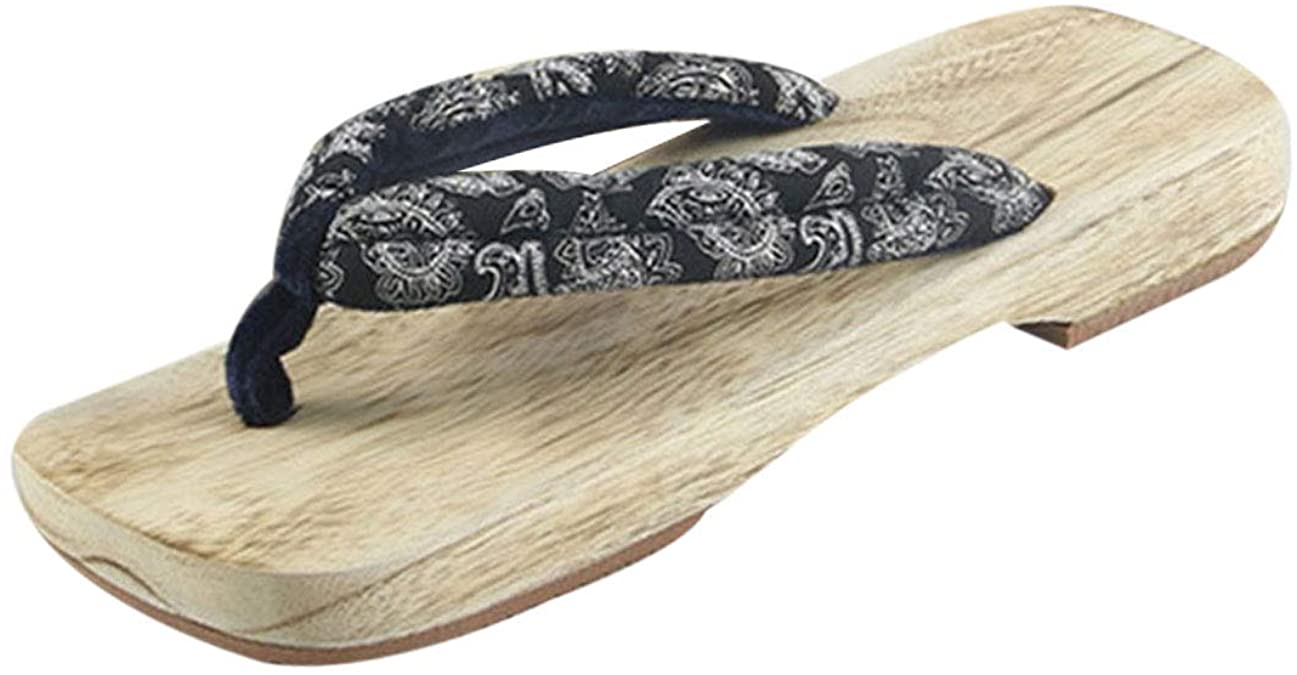 Jiyaru Geta Sandals Clogs Flip Flop Japanese Style Traditional Wooden Slippers for Men Women