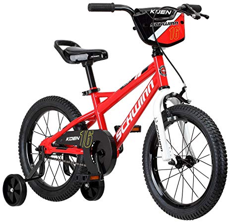 Schwinn Koen Boy's Bike, Featuring SmartStart Frame to Fit Your Child's Proportions, Some Sizes Include Training Wheels and Saddle Handle, 12-14-16-18-20-Inch Wheel Sizes, Black, Blue, and Red